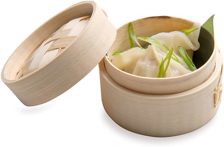 Bamboo Steamer Mini Bamboo Steamer, Dim Sum Steamer 3 Inches Eco