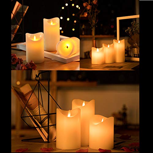 Da by Flameless Candle 4" 5" 6" The Latest Set of 3 Dance LED Flashing Wicks for Parties, Family, Public Elegance, Battery Powered, 10-Button Remote Control, Ivory - Thumbnail 6