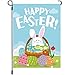 PTFNY Happy Easter Day Garden House Flags Double Sided 12 x 18 Inch Easter Yard Flag Bunny Rabbit Cute Egg Decorative Outdoor Yard & Home Decorations