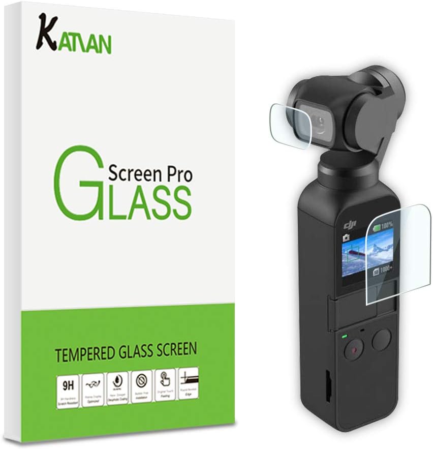 KATIAN [4 Pack] Screen Protector for 2018 DJI Osmo Pocket, HD Clear Protector [Anti-Scratch] [No-Bubble] [Case-Friendly], 9H Hardness Tempered Glass Screen Film for 2018 DJI Osmo Pocket