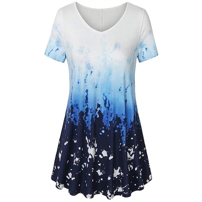 MRULIC Neu Damen Rundhals Geripptes Sleeve Casual Falten Kurzarm T-Shirt mit Stretch Top