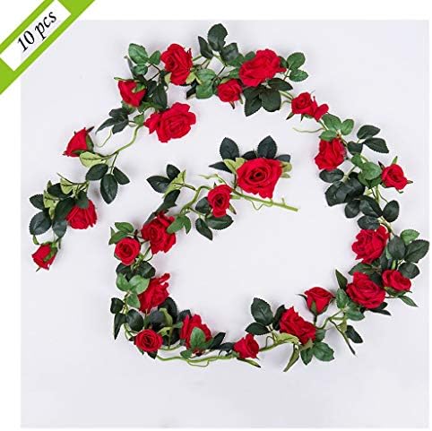 5 6フィート人工バラ 偽のローズつる花植物ツタアイビーファミリーホテルオフィス結婚式の庭手芸アールデコ H11 30 Size 10 Pcs