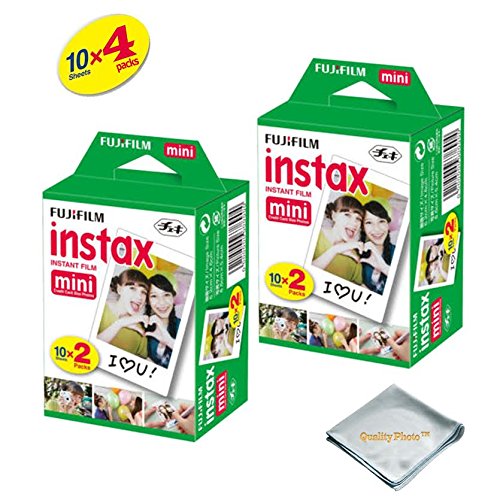 Fujifilm INSTAX Mini Instant Film 4 Pack 40 SHEETS (White) For Fujifilm Mini 8 Cameras â€¦ â€¦