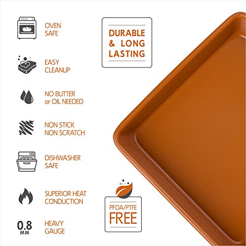 Ceramic Coated Baking Pan 9" Square – Premium Nonstick, Even Cooking, Dishwasher and Oven Safe - PTFE/PFOA Free - Red Cookware and Bakeware by Bovado USA