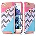 iPhone 6s Case,iPhone 6 Case,LUOLNH [2in1] Heavy Duty Hybrid Hard Case for Apple Iphone 6, 6s[4.7inch], Blue Mint Teal and Coral Pink Split Chevron Design Cover (Rose Gold)