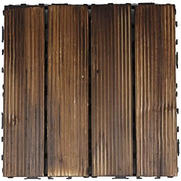 YIWEISI Natural Hardwood Decking Tiles - Interlocking Solid Wood Deck Tiles for Garden, Patio, Balcony, Roof Decoration (1)
