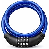 Bike Lock Cable 4 Ft Resettable Combination Bicycle Lock 8mm Steel for Bikes Scooters Gates Outdoor Use Blue