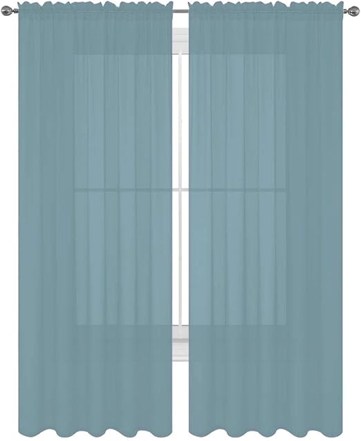 Amazon Com Luxurydiscounts 2 Piece Solid Slate Blue Elegant Sheer