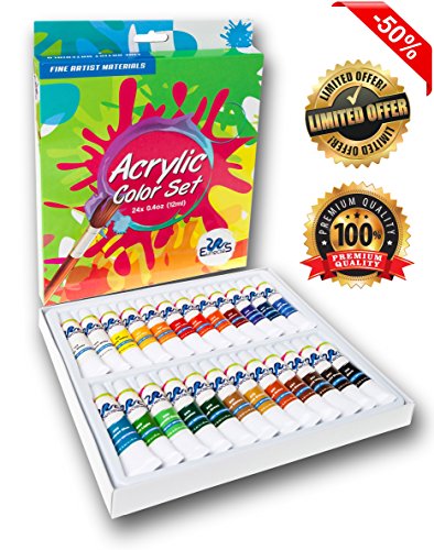 Acrylic paint set - best artist kit of 24x12ml - color …
