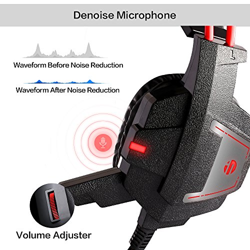 image for inphic Wired Gaming Headset with Mic and LED for PS4, PC, Xbox One Con