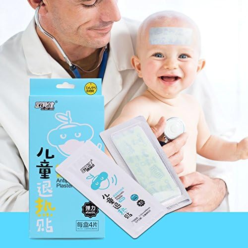 Cooling Relief Patch for Fever Migraine Hot Flash Heat Discomfort Soft Gel Sheets Fruity scents for Baby Children and Adults (Pack of 4) (Blue(Apple))