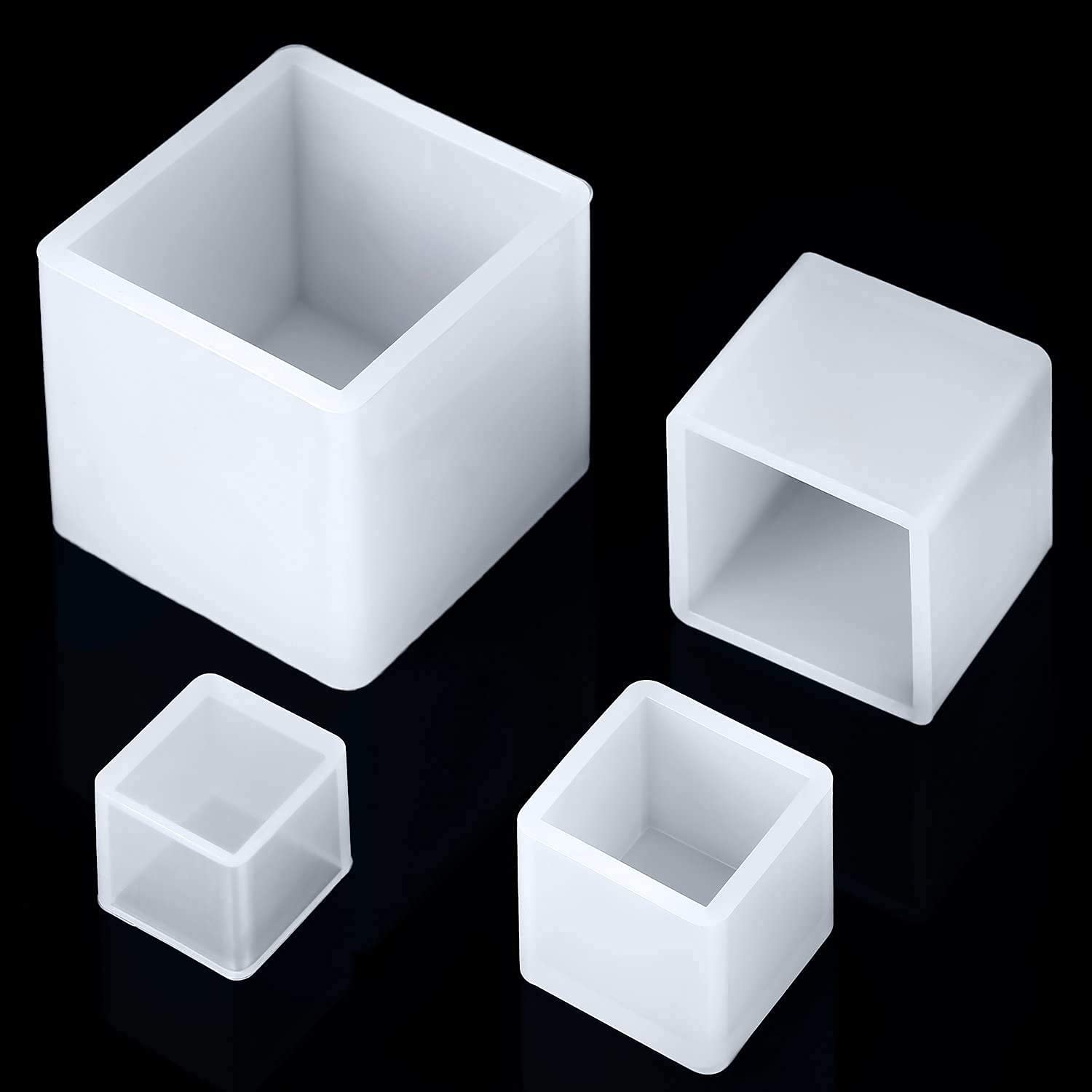 Nv Wang Transparent silicone mould, resin casting moulds, set of 4, resin mould, cube silicone moulds, resin casting moulds for DIY craft making, 4 sizes