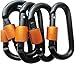 LeBeila Carabiner Clip Aluminum D-Ring Carabiners - 5 Pack Screw Locking Buckle Hook D Shape Spring Snap Keychain Clips Strong & Light Lock Caribeaners For Outdoor Camping Hiking Fishing(Black&Orange)