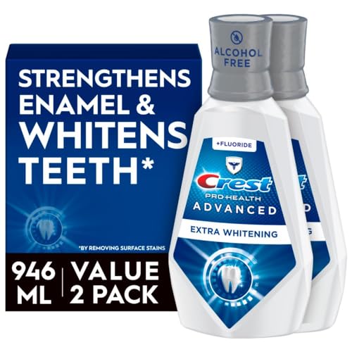 CREST PRO-HEALTH ADVANCED MOUTHWASH, ALCOHOL FREE, EXTRA WHITENING, ENERGIZING MINT FLAVOR, 2X946ML (32 FL OZ)