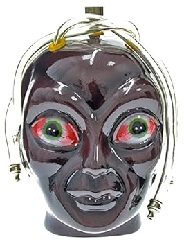 Keramikbong Alien-Kopf mit vier Schläuchen, mit Metallshillum - 18,5 cm - head&nature Bong-Kollektion