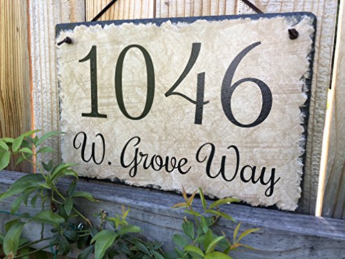 Sassy Squirrel Beautifully Handcrafted and Customizable Slate Home Address Plaque (12"x8", 12"x6", 18"x10" or 16"x10") House Sign with and mounting Hardware. Improve The Curb Appeal of Your Property - Thumbnail 6