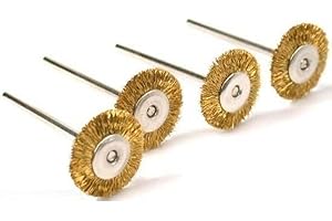 PREAMER 20pcs Dia 25mm Rotary Tool Brass Wheel Wire Brush Set - Fits Dremel,1/8" Shank,Clean, Polish, Prep
