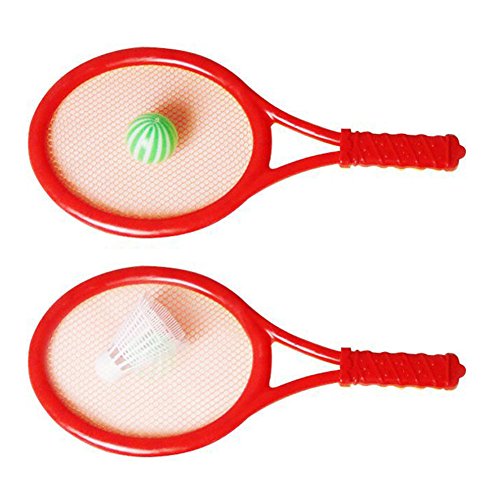 Lanlan Plastic Rackets Set Tennis Racquets Battledores with Tennis and Badminton Children Sports Toy Random Color