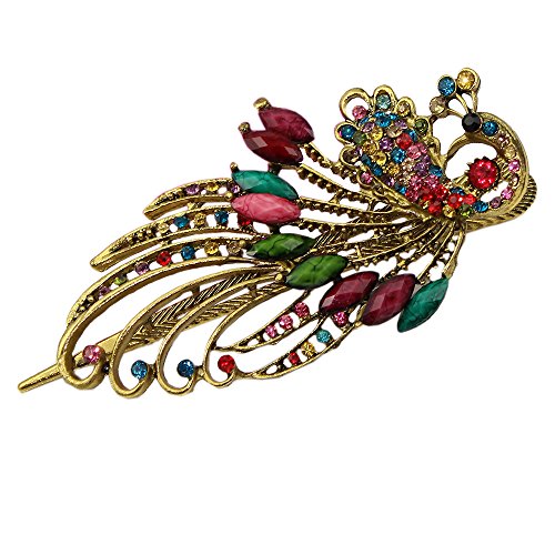 Newstarfactory Colored Vintage Peacock Design Alligator Hair Clip with Exclusive Gift