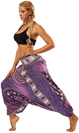 Women's Mens Peacock Print Aladdin Harem Hippie Pants Jumpsuit