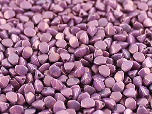 50psc Pinch - Czech Pressed Glass Beads Triquetrous 5x3.5mm, Opaque Mix Ametyst/Gold Look