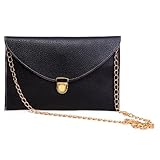 HDE Women's Bright Crossbody Gold Chain Leather Evening Envelope Clutch Purse