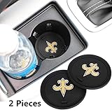 2 Pack 2.75 inch for New Orleans Saints Car Interior Accessories Anti Slip Cup Mat for All Vehicles (New Orleans Saints)