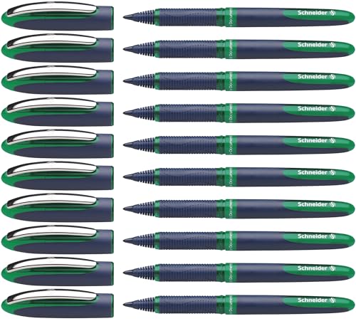 Schneider One Business Non-Retractable Ballpoint Pens with Liquid Ink, Pack of 10 Green