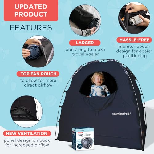 SlumberPod Portable Privacy Pod Blackout Canopy Crib Cover, Sleeping