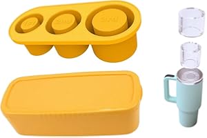 Erimaki Large Ice Cube Tray For Stanley Cup Tumbler, Silicone Ice Trays With Lid And Bin, Keep Cold Freezer Accessories For Stanley Cups 40/30 Oz, BPA Free Molds, Easy To Release & Sturdy, Orange