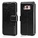 BELEMAY Samsung Galaxy S8 Plus Case, Genuine Cowhide Leather Case Wallet Cover, Folio Flip Book Cover with Magnetic Closure, Kickstand, Credit Card Slot, Cash Pocket for Samsung Galaxy S8 Plus - Black