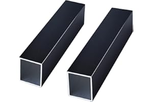 Surprecision Aluminum Square Tube Wall Thickness 1mm, Width 20mm, Height 20mm, Length 600mm/23.62" Matte Black Aluminum Tubing for Home Furnishing and Construction Decoration 2 Pcs