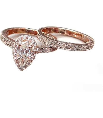 Amazon.com: 18K Gold Plated Shiny Full Diamond Ring Round Cut