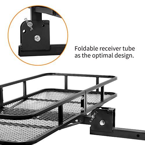 CAR DRESS Hitch Cargo Carrier 47.5"(L) x 60"(W) x 9"(H) Luggage Rack 500 lbs Capacity Fits 2" Receiver with Hitch Tightener Black - Thumbnail 2
