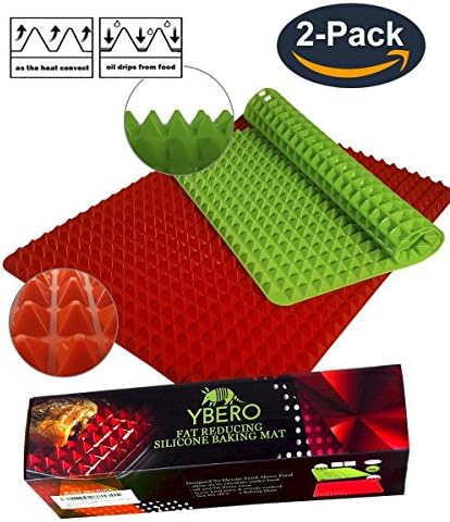 Silicone Pyramid Baking Mat | Fat Reducing | 2 pcs Red and Green | 16" x 11.5" (Red Green)