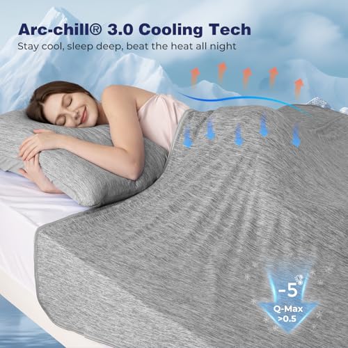 Luxear Cooling Blanket for Summer, Blanket with Cold Feeling Technology, Soft Lightweight Blanket for Sofa, Armchair, Adult, Baby, Child, Dog, Travel, Car, 220 x 240 cm, Grey