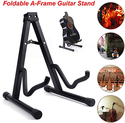 GPCT Universal Foldable Guitar Stand. Ready-To-Use Position, Adjustable Portable Light Weight Guitar Holder. For Electric Box/Classical/Folk/Flamenco/Hawaiian/Bass/Violin/Ukulele/Banjo/Mandolin