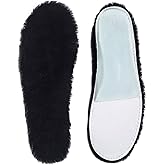 ABUSA Black Sheepskin Insoles Women's Premium Think Wool Fur Fleece Inserts Cozy & Fluffy 6