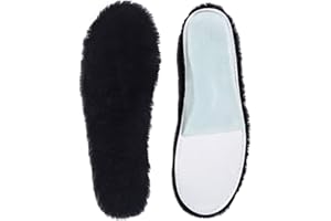ABUSA Black Sheepskin Insoles Women's Premium Think Wool Fur Fleece Inserts Cozy & Fluffy 7