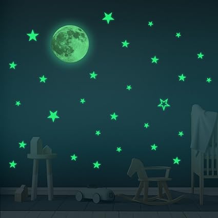 Amazon Com Glow In The Dark Stars Moon Wall Stickers Baby