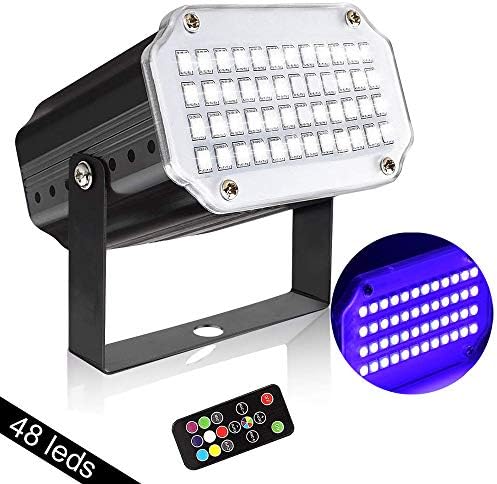 Mini Stage Strobe Light w/ 48 Super Bright Leds, softeen Stage Lighting 7 Colors Sound Activated & Automated Flash Mode w/Flash Speed Control, Wireless Remote, Ideal for Wedding Bars Disco KTV Club