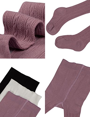Baby Toddler Girls Tights 3 Pack Knit Cotton Dance Leggings Pants for Infant Girl Stockings (style E thin twist, 2-4 year)