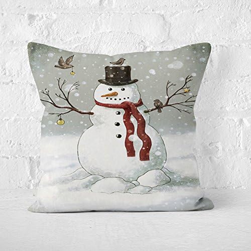 Toplano Merry Christmas Snowman Printed Super Soft Decorative Throw Pillow Cushion Cover Pillowslip Case 18" X 18" (02)