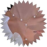 Vacaonio Vintage Pearl Y Lariat Necklace Pearl Bead Choker Necklace Gold Pearl Y Necklace Bridal Pearl Pendant Necklace Long Pearl Drop Necklace Jewelry for Women