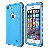 iPhone 5 5S SE Waterproof Case, Upgraded Shockproof Dropproof Dirtproof Rain Snow Proof Full Body Protective Cover IP68 Certified Underwater Case Built-in Screen Protector for iPhone 5S 5 SE (Blue)