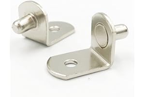 LAJIAOZ Hardware 20 Pcs 5mm L-Shaped Bracket Style Clips Shelf Support Pegs with Hole - Metal Nickel Plated Shelf Bracket Pins for Closets, Furniture, Cabinet , Bookshelf ,Kitchens Support