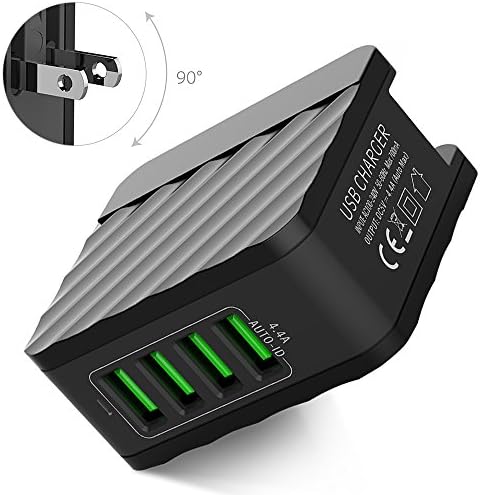 4-Port USB Wall Charger, MITUTEN 22W/4.4A Foldable Plug Multi-port Travel Power Adapter for Apple iPhoneX / 8 / 7 / 7 Plus / 6 / 6S Plus / iPad Samsung Galaxy S9 S8 / S8 Plus / S7 (Black)