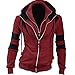 Partiss Mens Double Zipper Hoodie, M, Red