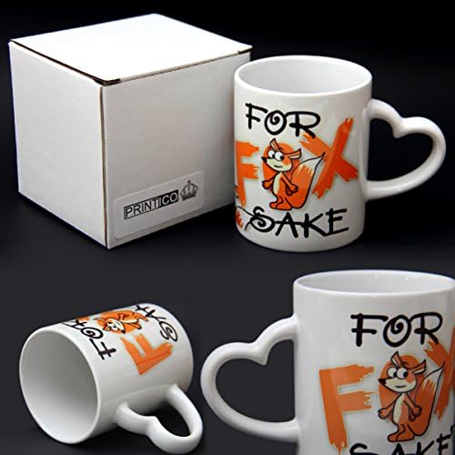 For Fox Sake(Heart Handle shape), Funny Mug, Funny coffee mug, Nice Coffee Mug present. MiCROWAVE and DISHWASHER SAVE.(1 Unit)--FOR REGULAR HANDLE SHAPE SEARCH-- B01LZ5LH7T