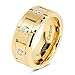 100S JEWELRY Gold Tungsten Rings For Mens Cubic Zirconia Wedding Bands 3 CZ Inlaid Jewerly Size 8-15